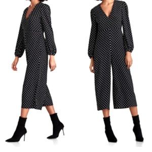 Zara  Black & White Polka Dot Wide Leg Jumpsuit